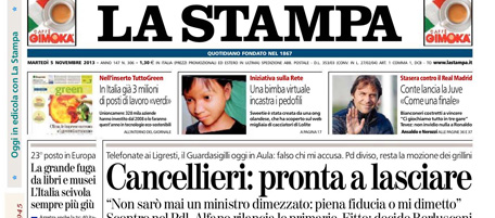 Le prime pagine di martedì 5 novembre 2013