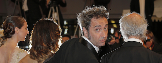 From second left, actress Sabrina Ferilli, director Paolo Sorrentino and actor Toni Servillo arrive for the screening of The Great Beauty at the 66th international film festival, in Cannes, southern France, Tuesday, May 21, 2013. (AP Photo/Lionel Cironneau)