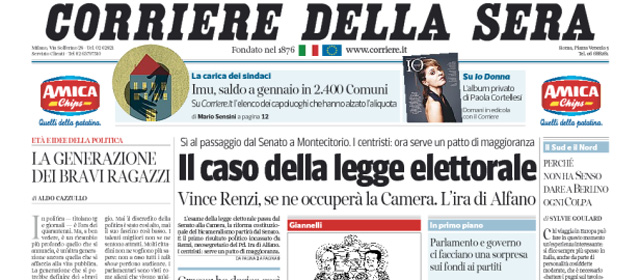 Le prime pagine di venerdì 13 dicembre 2013