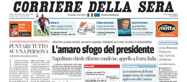 Le prime pagine di martedì 17 dicembre 2013