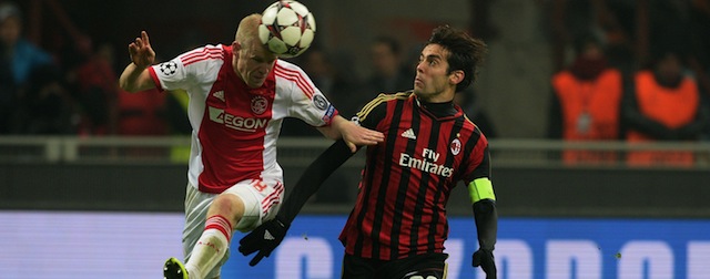 during the UEFA Champions League Group H match between AC Milan and Ajax Amsterdam at Stadio Giuseppe Meazza on December 11, 2013 in Milan, Italy.