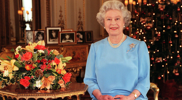 Britain's Queen Elizabeth II makes her traditional Christmas Day broadcast, 25 December. Eds. note: Pic was taken 18 December during the shooting of the broadcast. (Photo credit should read FIONA HANSON/AFP/Getty Images)