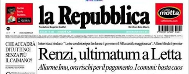 Le prime pagine di domenica 1 dicembre 2013