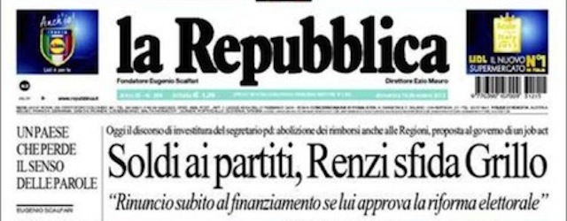 Le prime pagine di domenica 15 dicembre 2013