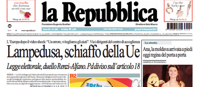 Le prime pagine di giovedì 19 dicembre 2013