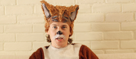 This image released by TVNorge/Concorde shows Bard Ylvisaker, who along with his brother, Vegard Ylvisaker, are known as Ylvis (ILL-vis), as he sings the opening lyric "What Does the Fox Say?". The funny brothers elevated the woodland creature in their video, "The Fox (What Does the Fox Say?)" in early September and have scored more than 150 million YouTube views of them prancing in fox suits singing: "Ring-ding-ding-ding-dingeringeding! Gering-ding-ding-ding-dingeringeding!" (AP Photo/TVNorge/Concorde)
