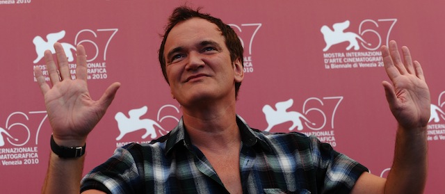 The President of the Venezia 67 jury, US director Quentin Tarantino, poses during the photocall of the jury on the opening day of the 67th Venice Film Festival on September 1, 2010 at Venice Lido. 24 films are competing for the Golden Lion. AFP PHOTO / VINCENZO PINTO (Photo credit should read VINCENZO PINTO/AFP/Getty Images)