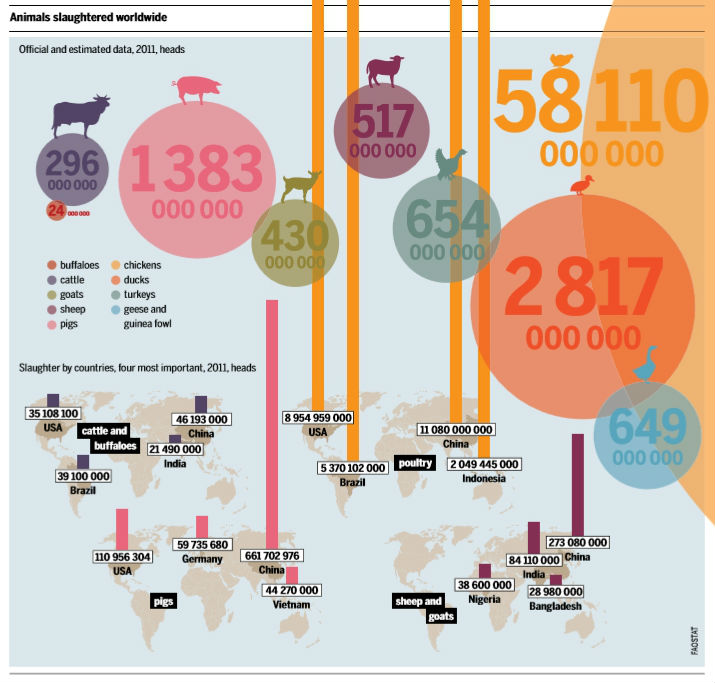 Numero di animali macellati nel mondo, Meat atlas 2013