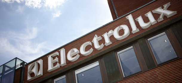 FILE - One of the world's biggest makers of household appliances, in this file photo dated July 19, 2011, showing the Electrolux sign on the company offices in Stockholm. Swedish home appliance maker Electrolux reported Monday Oct. 22, 2012, that its profits increased by some 19 percent in the third quarter, with sales increases reported in North America, Latin America and Asia, but slumped in Western Europe. (AP Photo/ Fredrik Persson) SWEDEN OUT