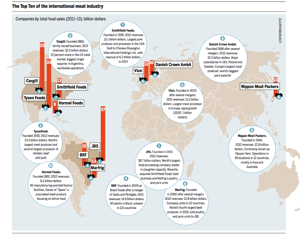 I principali produttori di carne mondiale, Meat atlas 2013