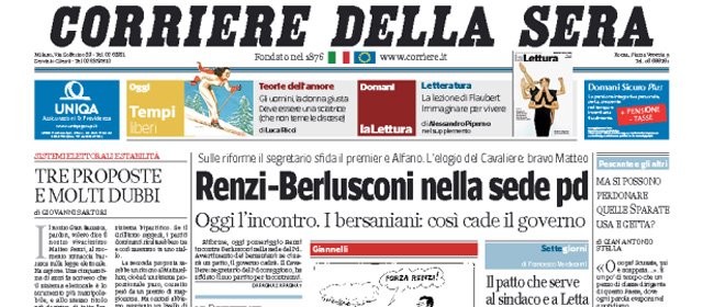 Le prime pagine di sabato 18 gennaio 2014