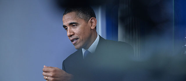 US President Barack Obama gives a press conference in the Brady Briefing Room at the White House in Washington on December 20, 2013. AFP PHOTO/Nicholas KAMM (Photo credit should read NICHOLAS KAMM/AFP/Getty Images)