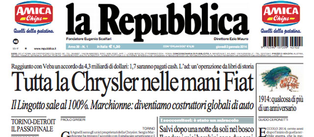 Le prime pagine di giovedì 2 gennaio 2014
