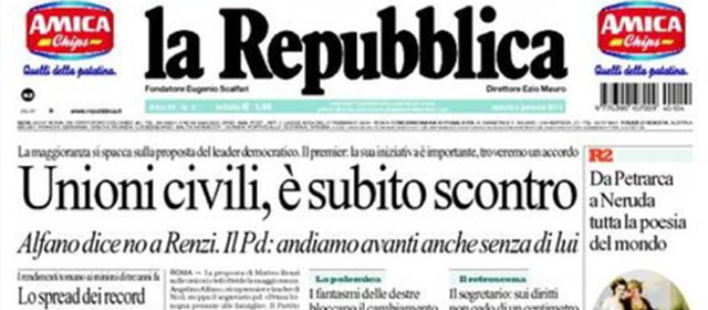 Le prime pagine di sabato 4 gennaio 2014