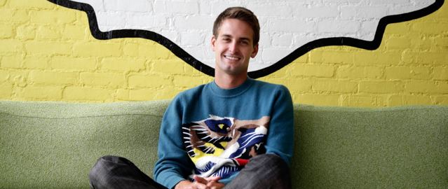 In this Thursday, Oct. 24, 2013, Snapchat CEO Evan Spiegel poses for photos, in Los Angeles. Spiegel dropped out of Stanford University in 2012, three classes shy of graduation, to move back to his father's house and work on Snapchat. Spiegel’s fast-growing mobile app lets users send photos, videos and messages that disappear a few seconds after they are received (AP Photo/Jae C. Hong)