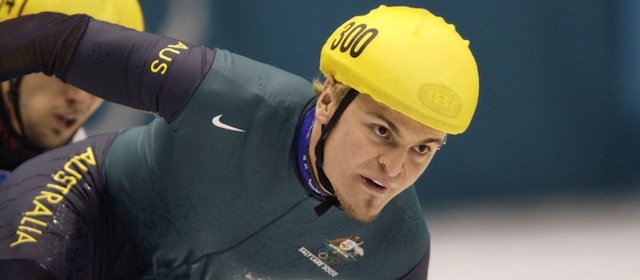 13 Feb 2002: Steven Bradbury of Australia in action during the Mens 1000m heats of the Short Track Speed Skating at the Salt Lake Ice Center during the Winter Olympic Games in Salt Lake City, Utah. DIGITAL IMAGE. Mandatory Credit: Ezra Shaw/Getty Images