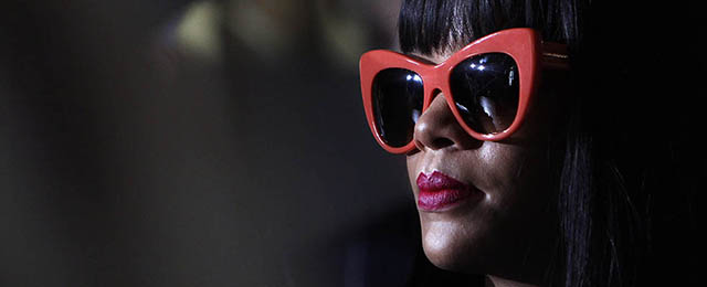 Singer Rihanna arrives at the Stella McCartney's ready-to-wear fall/winter 2014-2015 fashion collection presented in Paris, Monday, March 3, 2014. (AP Photo/Thibault Camus)