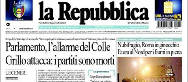 Le prime pagine di sabato 1 febbraio 2014