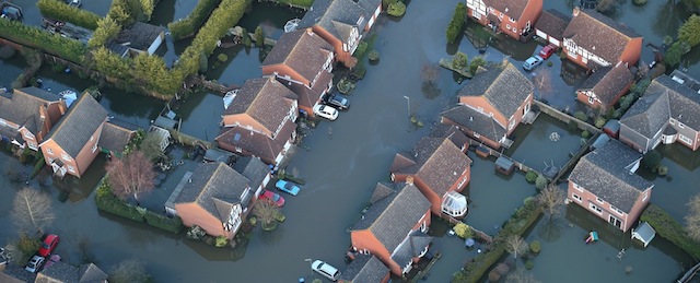 on February 16, 2014 Staines-Upon-Thames, England. Housing near the river Thames has suffered a week of flooding after the river burst it's banks on February 10, 2014.