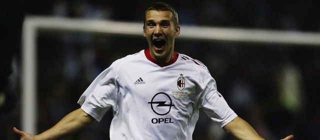 MANCHESTER - MAY 28: Andrei Shevchenko of AC Milan celebrates after scoring the winning penalty after the UEFA Champions League Final match between Juventus FC and AC Milan on May 28, 2003 at Old Trafford in Manchester, England. AC Milan won the final 3-2 on penalties. (Photo by Alex Livesey/Getty Images)