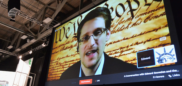 speaks at the "Virtual Conversation With Edward Snowden" during the 2014 SXSW Music, Film + Interactive Festival at the Austin Convention Center on March 10, 2014 in Austin, Texas.