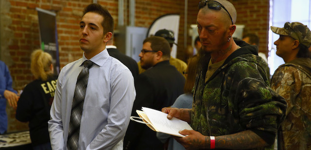 at CannaSearch, Colorado's first cannabis job fair, on March 13, 2014 in Denver, Colorado. O.PenVAPE, the largest national brand in cannabis, held the first of it's kind Cannabis Job Fair hoping to match applicants with businesses in the Colorado marijuana industy.