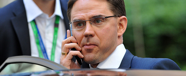 Finnish Prime Minister Jyrki Katainen leaves the EU headquarters in Brussels on March 21, 2014 at the end of the two-day European Council summit. AFP PHOTO / GEORGES GOBET (Photo credit should read GEORGES GOBET/AFP/Getty Images)