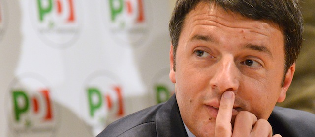 Newly elected Democratic party (PD) general secretary, Florence's Mayor Matteo Renzi gives a press conference on December 9, 2013 at the PD (Democratic Party) headquarters in Rome. Renzi won a resounding victory yesterday in the race to lead Italy's centre-left Democratic Party, part of the coalition government. The 38-year-old Renzi, who just a year ago was a virtual unknown in Italian politics, trounced rivals Gianni Cuperlo, a party apparatchik, and Giuseppe "Pippo" Civati with around 68 percent of the vote. AFP PHOTO / VINCENZO PINTO (Photo credit should read VINCENZO PINTO/AFP/Getty Images)