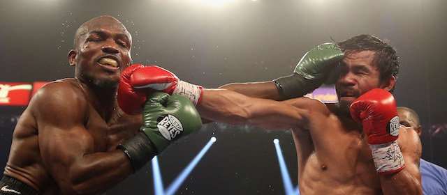 Manny Pacquiao Timothy Bradley at the MGM Grand Garden Arena on April 12, 2014 in Las Vegas, Nevada.