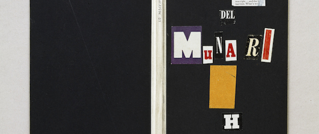 Bruno Munari, Le macchine di Munari, 1941, copertina a collage, sedici pagine, cm 12,5x34,5x1. 
(Courtesy Fondazione J.Vodoz e B.Danese. Foto Roberto Marossi)