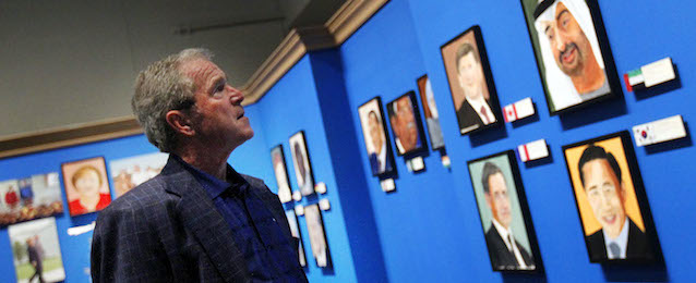 L'ex presidente statunitense George W. Bush al George W. Bush Presidential Library and Museum a Dallas, 1 aprile 2014
(AP Photo/The Dallas Morning News, Mona Reeder)