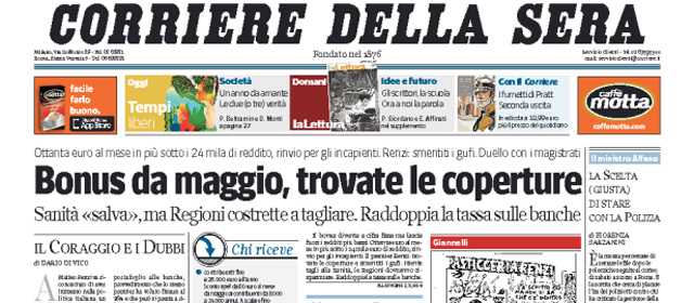Le prime pagine di sabato 19 aprile 2014