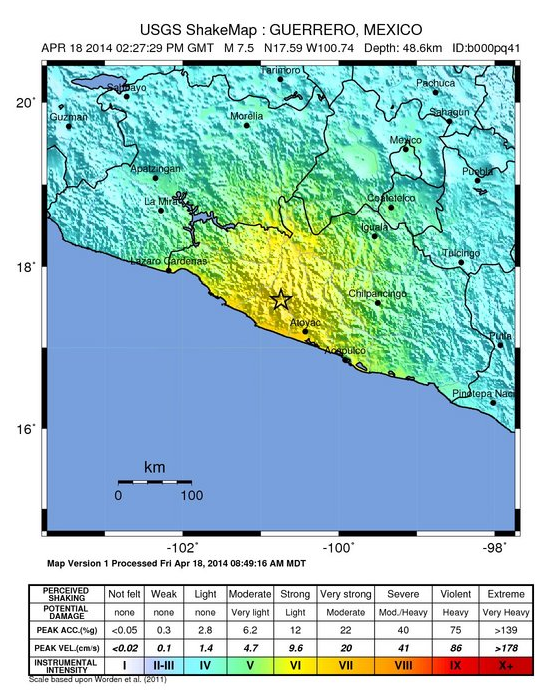 C’è stato un terremoto di magnitudo 7.2 nel Messico meridionale, a circa 100 km a nord-ovest di Acapulco