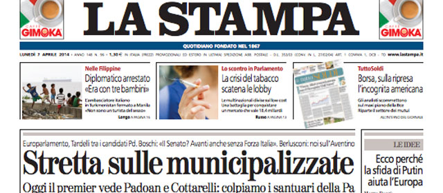Le prime pagine di lunedì 7 aprile 2014
