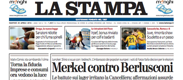 Le prime pagine di martedì 29 aprile 2014
