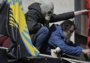 Barricate e bandiere russe in Ucraina