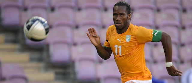 Ivory Coast's Didier Drogba eyes the bal