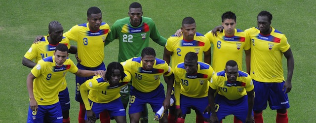 The Ecuadorean national football team poses before the Brazil 2014 FIFA World Cup South American qualifier match against Ecuador, in Quito, on October 11, 2013. AFP PHOTO / Eduardo Valenzuela (Photo credit should read Eduardo Valenzuela/AFP/Getty Images)