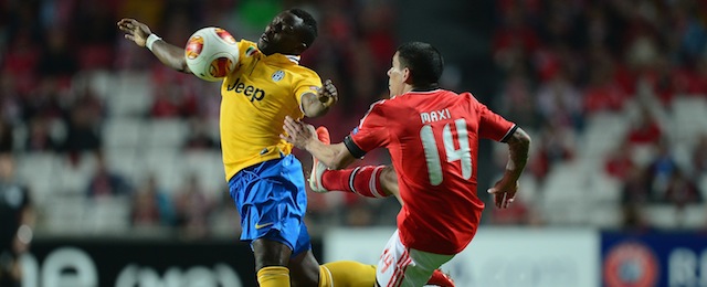 during the UEFA Europa League Semi Final between SL Benfica and Juventus at Estadio da Luz on April 24, 2014 in Lisbon, Portugal.