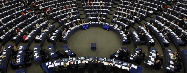 The European Parliament is pictured Wednesday April 16, 2014 in Strasbourg, eastern France. The European general elections in the 27 countries of the E.U will take place from May 22 to 25, 2014. (AP Photo/Christian Lutz)