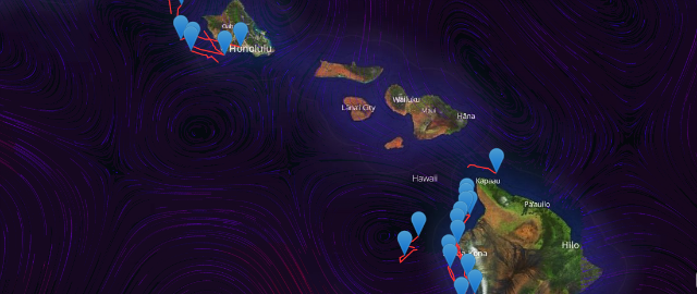 La mappa interattiva che mostra dove sono le balene attorno alle Hawaii