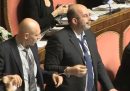 Calderoli e le proteste di M5S e Lega in Senato