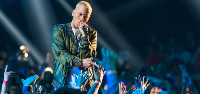 LOS ANGELES, CA - APRIL 13: Recording artists Eminem performs onstage at the 2014 MTV Movie Awards at Nokia Theatre L.A. Live on April 13, 2014 in Los Angeles, California. (Photo by Christopher Polk/Getty Images for MTV)