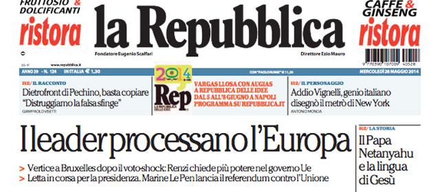 Le prime pagine di mercoledì 28 maggio 2014