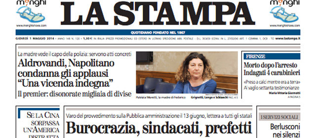 Le prime pagine di giovedì 1 maggio 2014