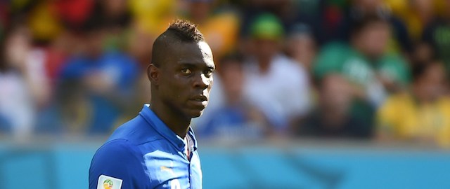 Italy's forward Mario Balotelli is pictured during a Group D match between Italy and Costa Rica at the Pernambuco Arena in Recife during the 2014 FIFA World Cup on June 20, 2014. AFP PHOTO / EMMANUEL DUNAND