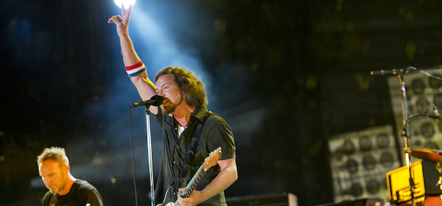 Pearl Jam performs at the "Made In America" music festival on Sunday Sept. 2, 2012, in Philadelphia. (Photo by Drew Gurian/Invision/AP)