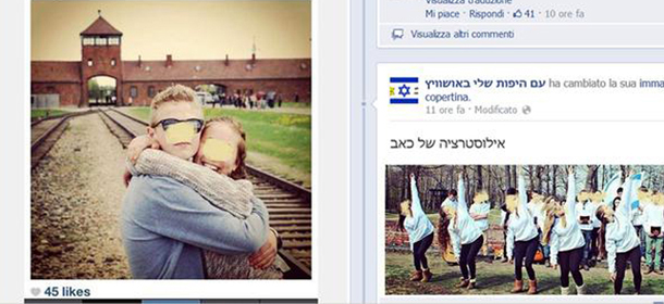 screenshot da pagina facebook 
Liceali in posa 'sexy' ad Auschwitz, scandalo in Israele