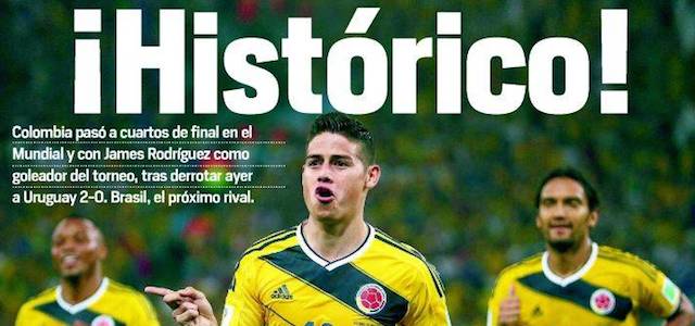 Le prime pagine colombiane sulla vittoria contro l'Uruguay