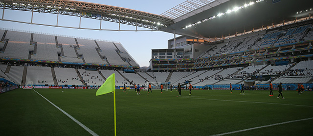 SAO PAULO, BRAZIL - JUNE 11: A general view of Arena de Sao Paulo during a Brazil training session ahead of the 2014 FIFA World Cup Brazil opening match against Croatia on June 11, 2014 in Sao Paulo, Brazil. (Photo by Warren Little/Getty Images)